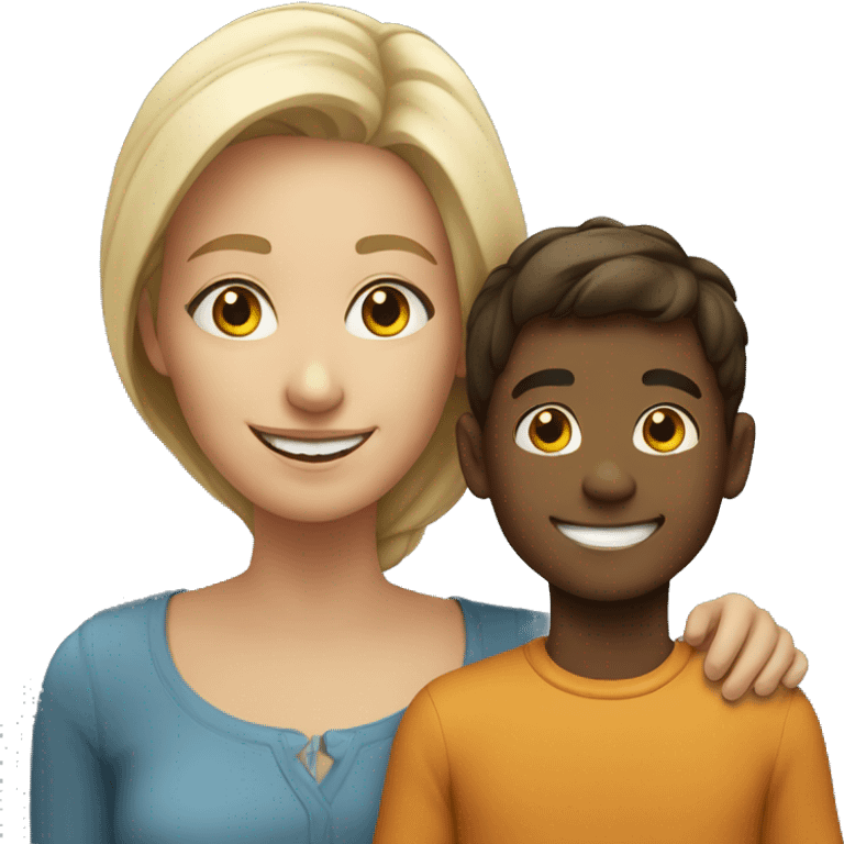 smiling woman with young boy emoji