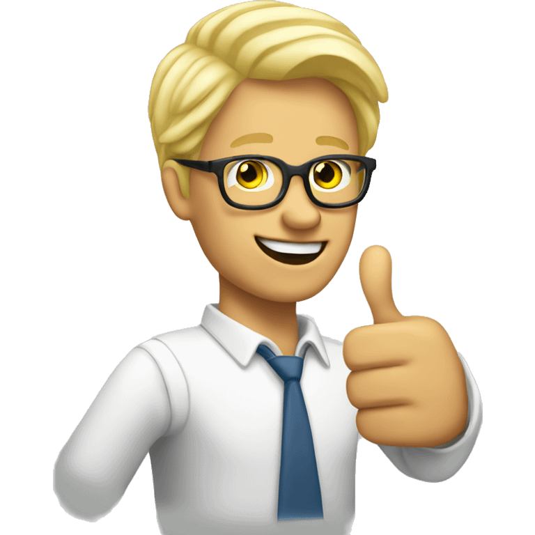 Blond guy with glasses giving a thumbs up emoji