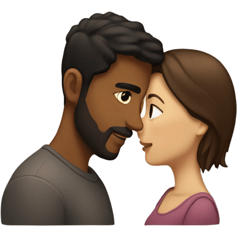 Brown man and brunette woman in love emoji