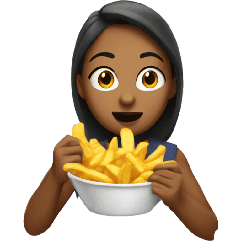 Girl eating hot chips emoji