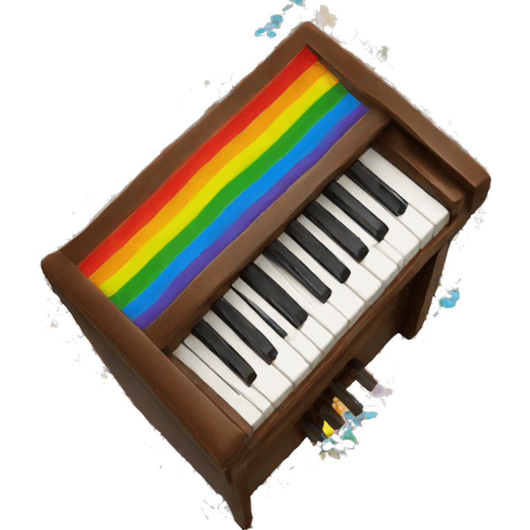 rainbow piano submerged in candy emoji