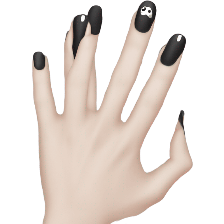 Black nails with ghost pattern emoji