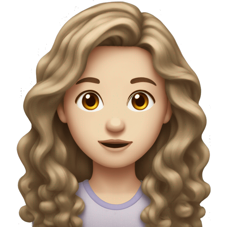 Girl with long brown wavy hair hazel eyes and pale skin emoji