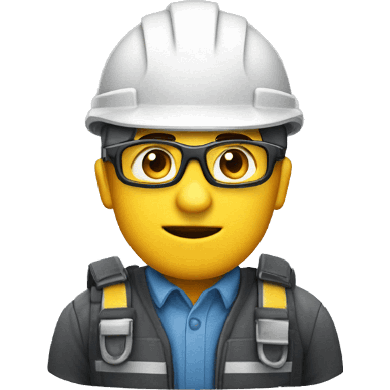 Ingeniero con cascos, lentes de seguridad emoji