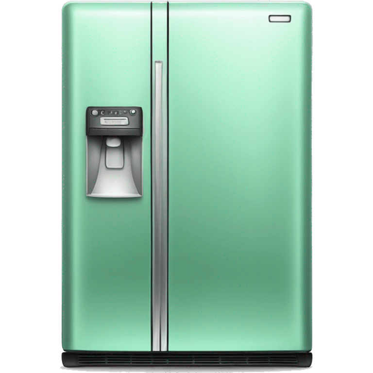 Realistic metallic mint green fridge isolated. emoji