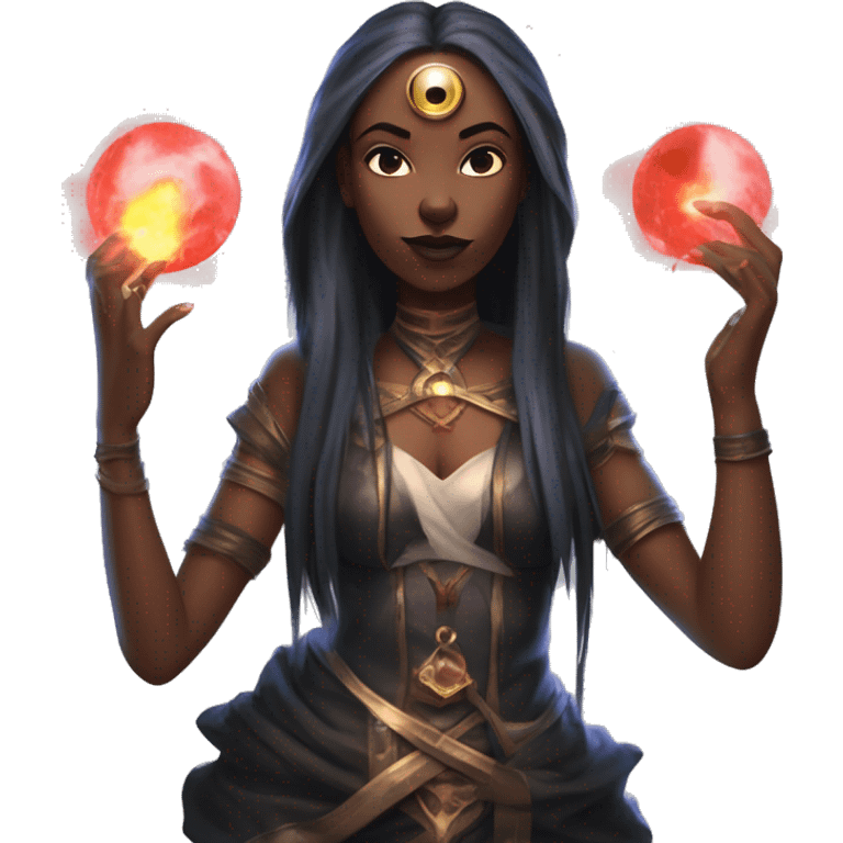 "Technomancy is the use of magic or mystical powers to control and manipulate technology” + "It's kind of like cyberpunk magic or how in some games, characters hack into systems using magic." 🖥️⚡🧙‍♂️ Make a ancient vampire technomancy goddess emoji