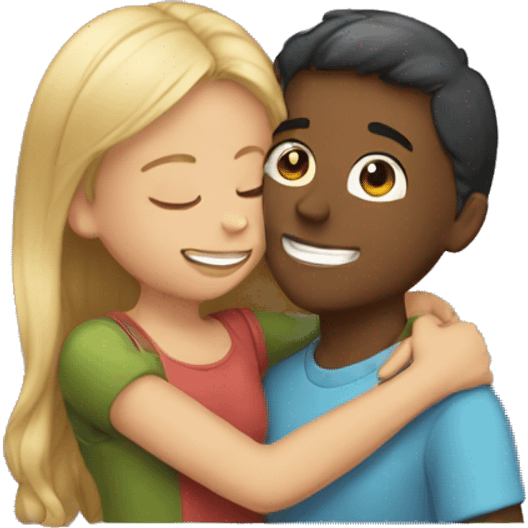 hugging and kissing boy and girl  emoji