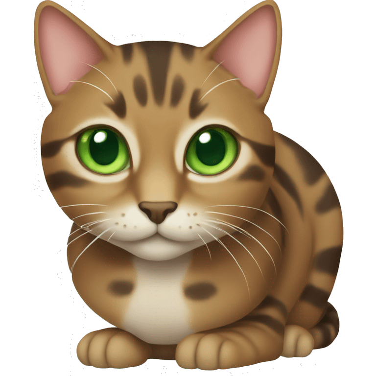 Tabby brown cat with green eyes  emoji