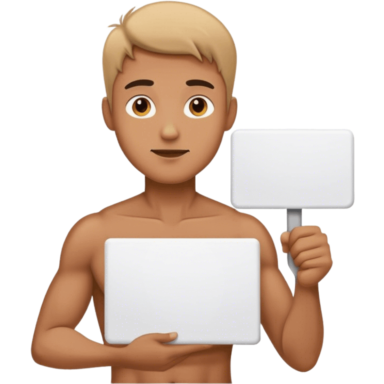 Hombre con cartel blanco en la mano emoji