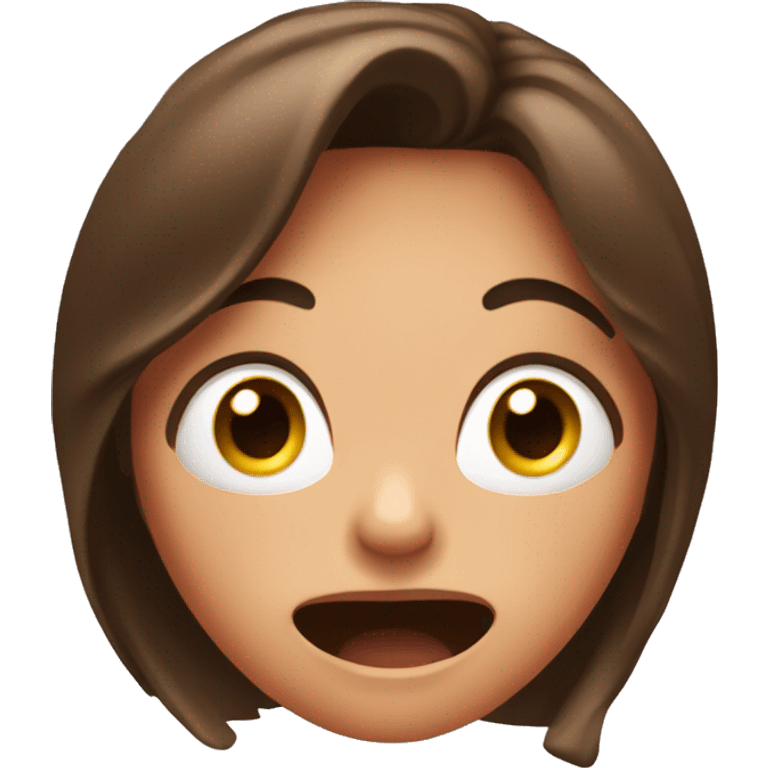 shocked face and unbelieveable girl with brown long hair emoji