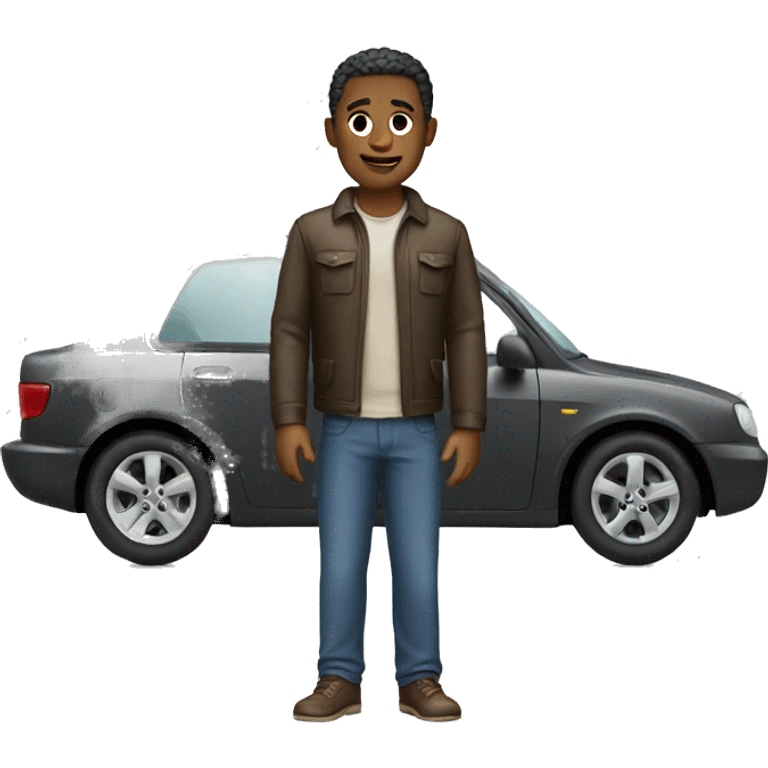 a man with a car emoji