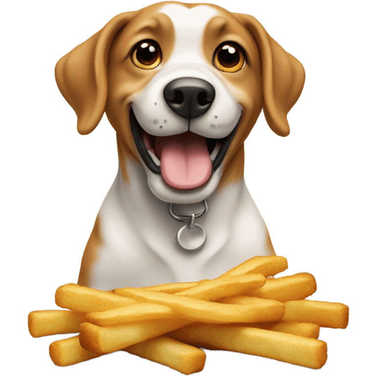 dog sitting down and eating fries  emoji