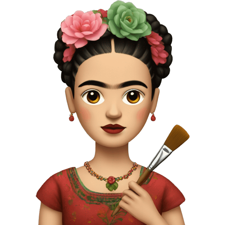 body frida kahlo kid with paintbrush emoji