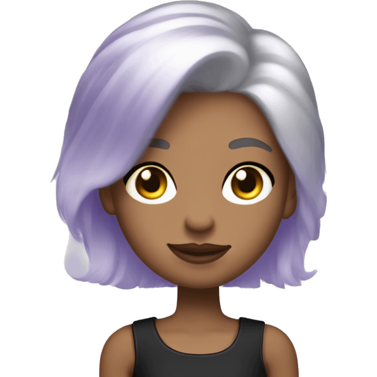 a girl with short silver, lilac hair, fair skin blue eyes drives a black-convertible mini cooper emoji