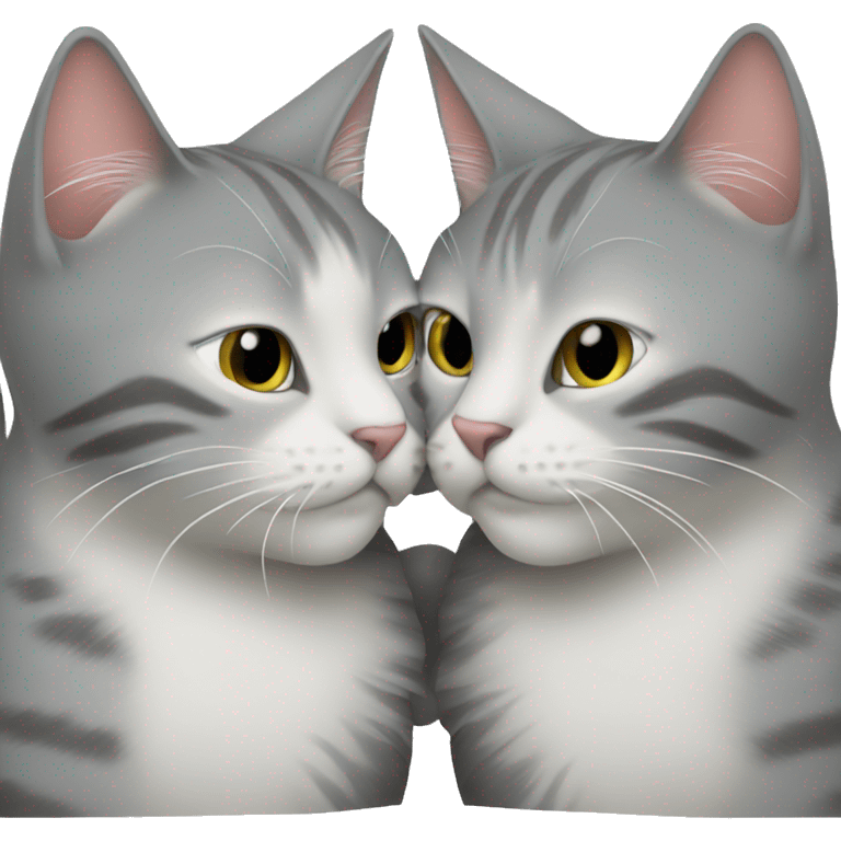 Two grey cats kissing emoji