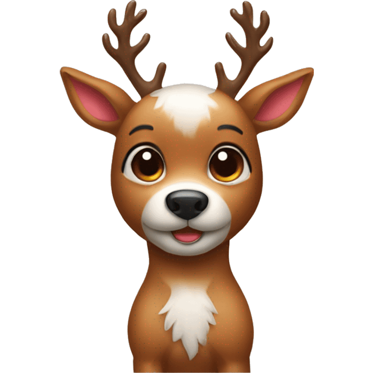 Cute Rudolph the deer with furry dog emoji