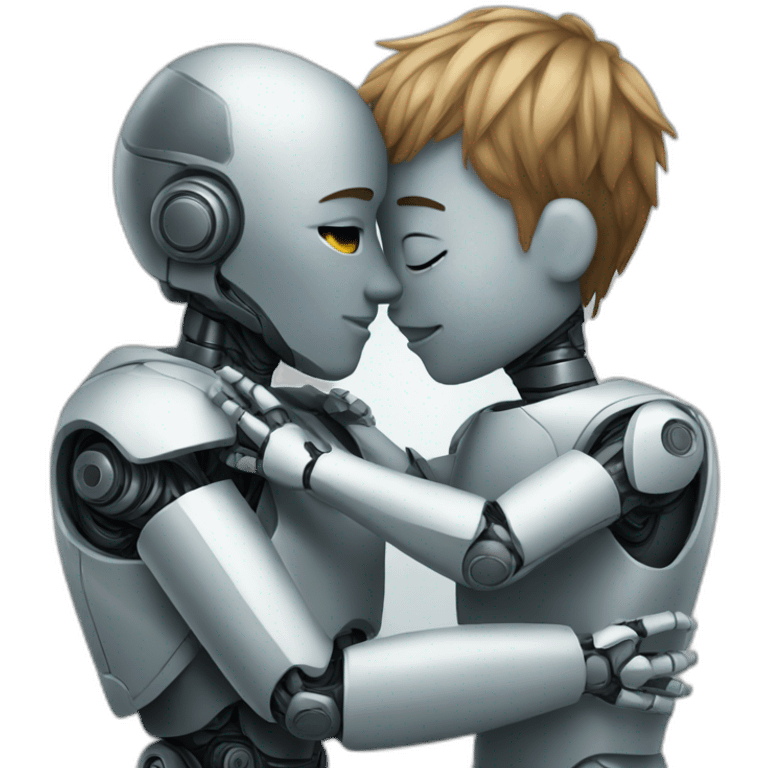 human and robot hugging emoji