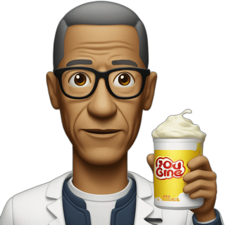 Gus fring neutral face holding mayonnaise emoji