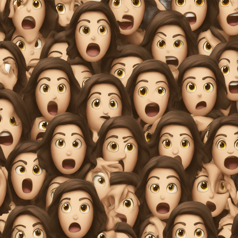 Brunette girl screaming emoji