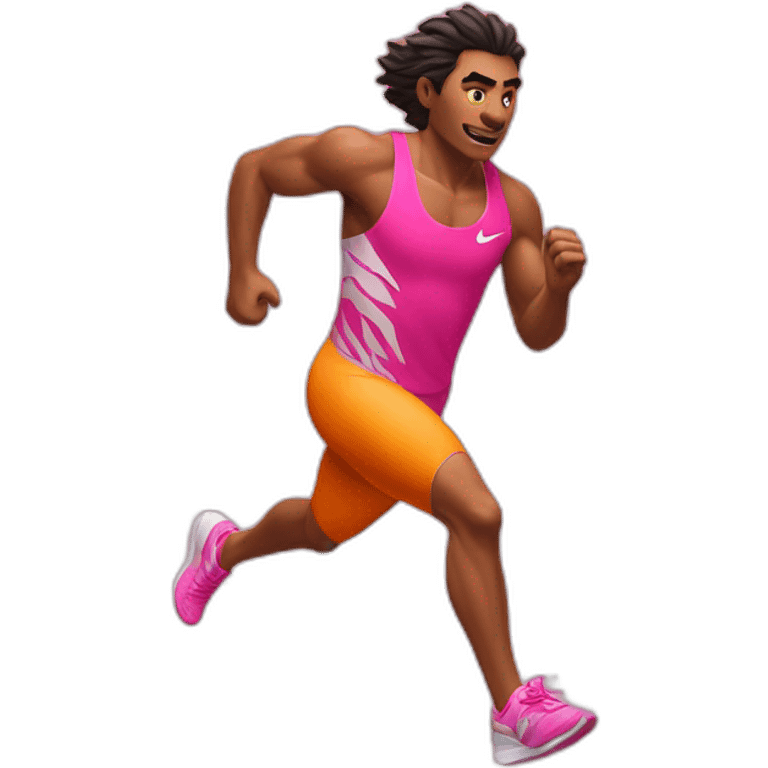 strong tiger running with a pink singlet, nike shoes emoji