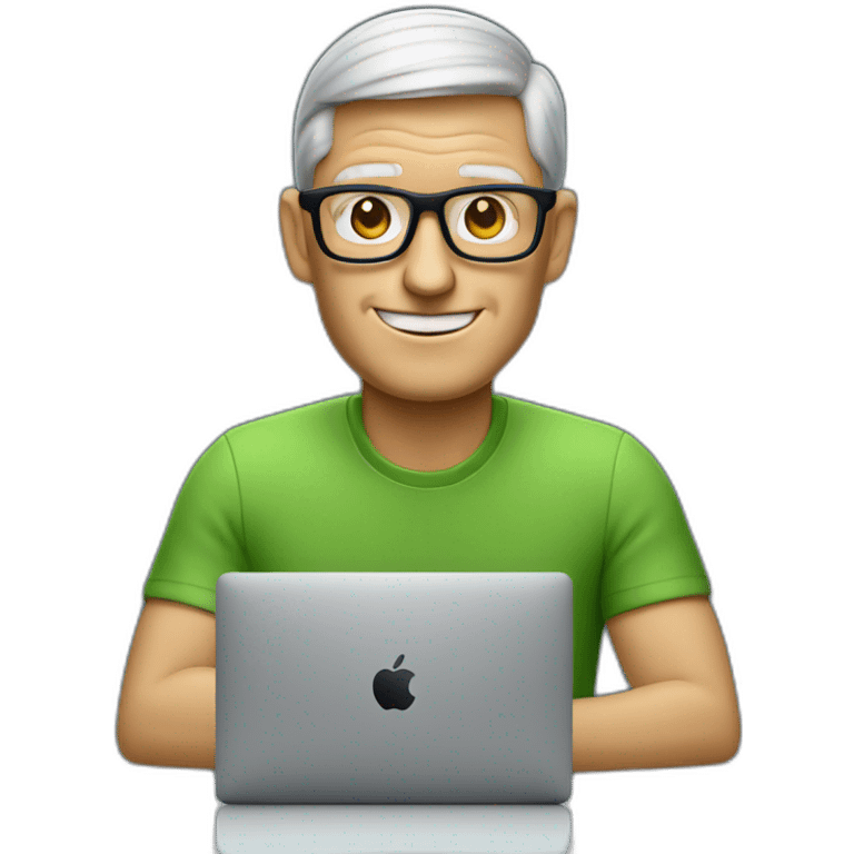 tim cook with macbook at desk emoji