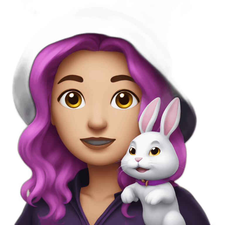 a witch with a bunny emoji