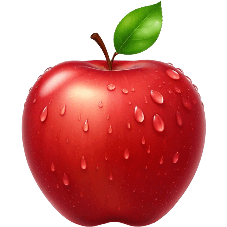 Cinematic crisp, shiny red apples, glistening under soft natural light, perfectly round with tiny water droplets, warm rich hues, highly detailed and fresh. emoji