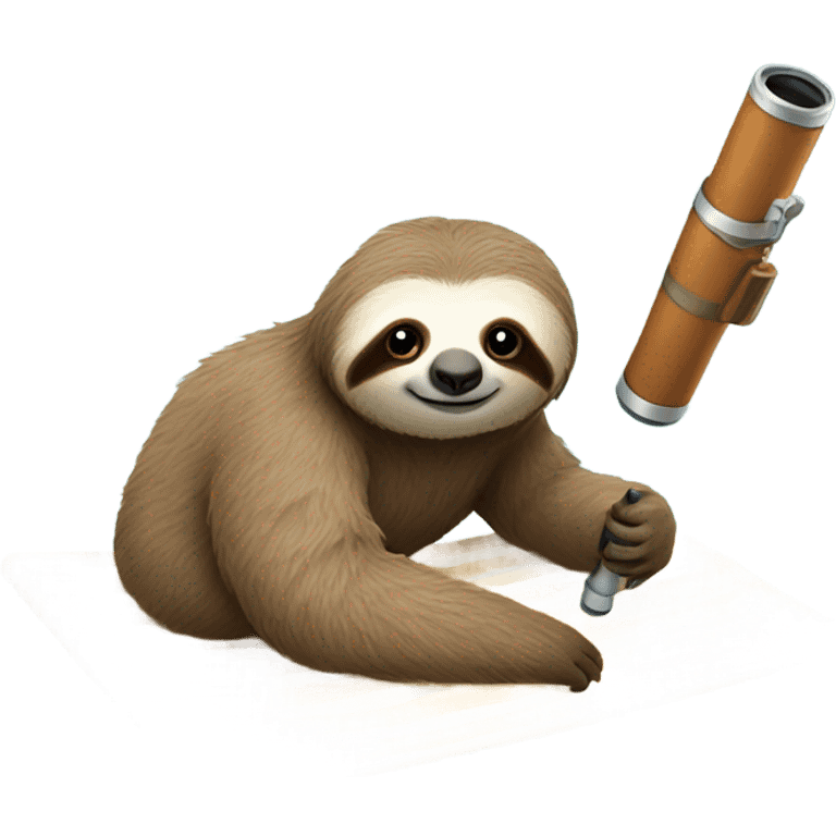 Sloth on beach towel with a telescope emoji