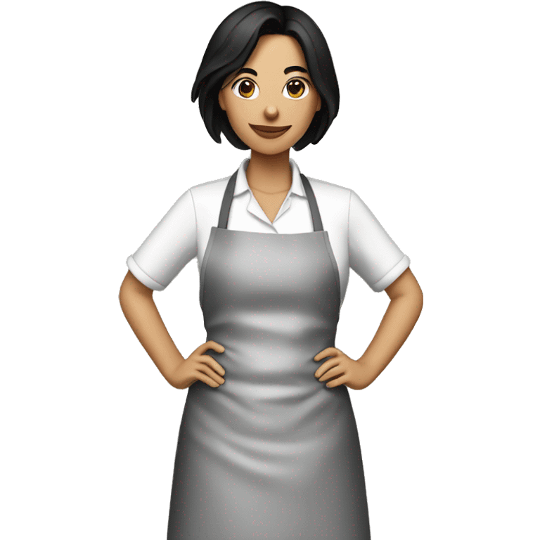 Fair skinned woman with black hair cooking  emoji