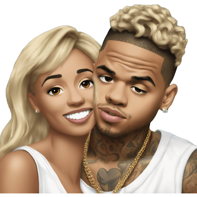 Hyper Realistic Chris Brown  Karruche Tran romantic photo  emoji