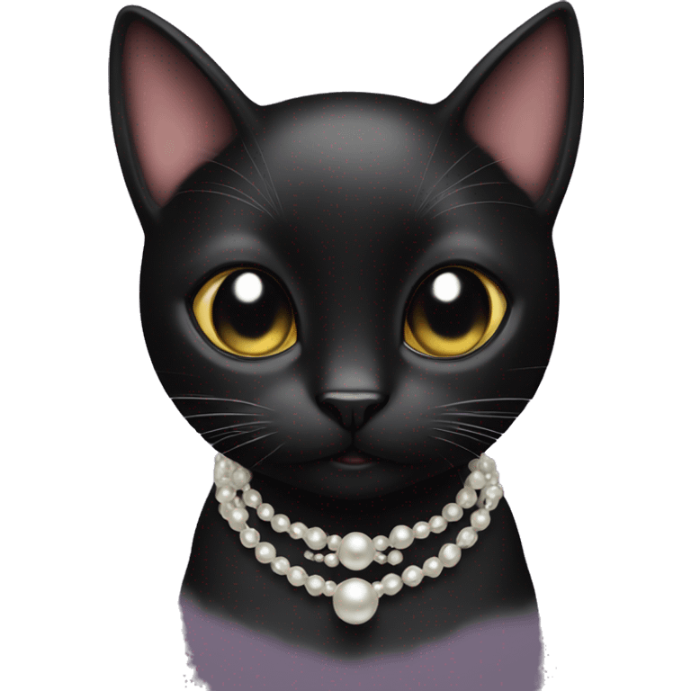 black cat with pearls  emoji