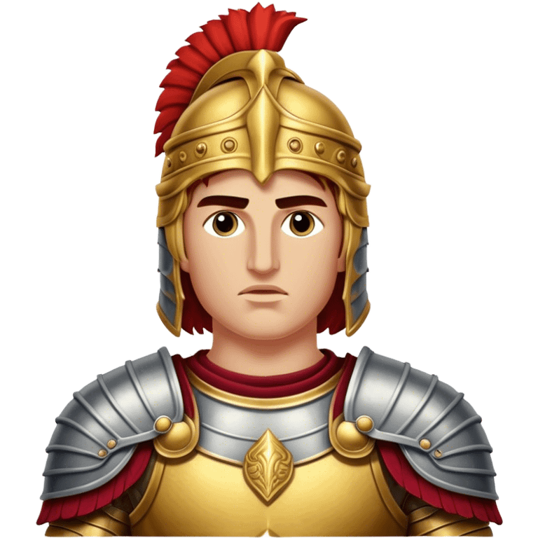 Cinematic Realistic Alexander the Great Portrait Emoji, depicted as a bold, charismatic ancient conqueror in regal armor with a commanding gaze, rendered with lifelike textures and dramatic heroic lighting that captures his legendary ambition. emoji