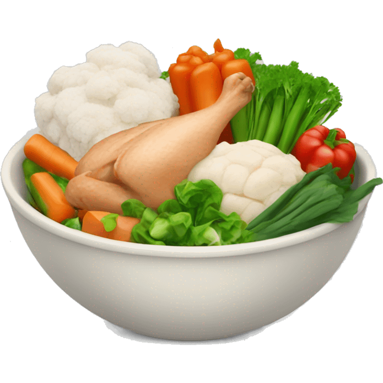 Bowl with vegetables and chicken emoji