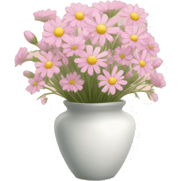 Bouquet of light pink wildflowers in a vase w emoji