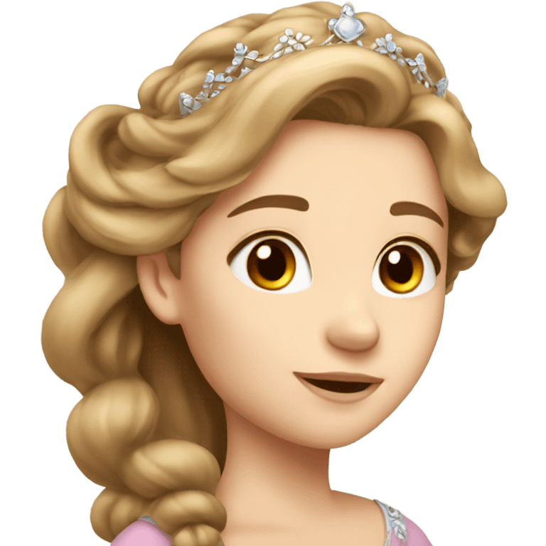 Beautiful princess, long hair, light brown hair, tiara emoji