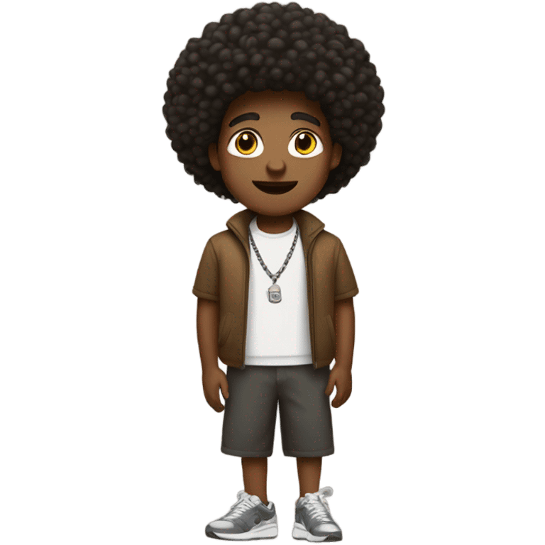 Brown male, dark big afro ,necklace,Nike shoes  emoji