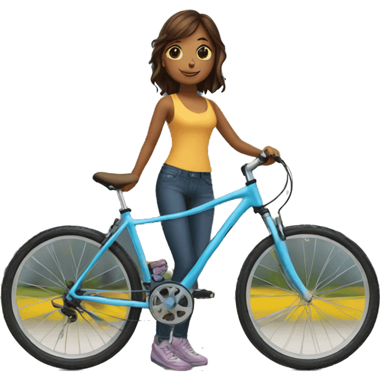 Girl in front of bike emoji