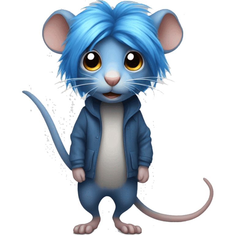 Rat with long blue hair emoji