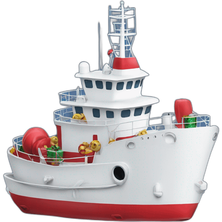 christmas decorated offshore tug emoji