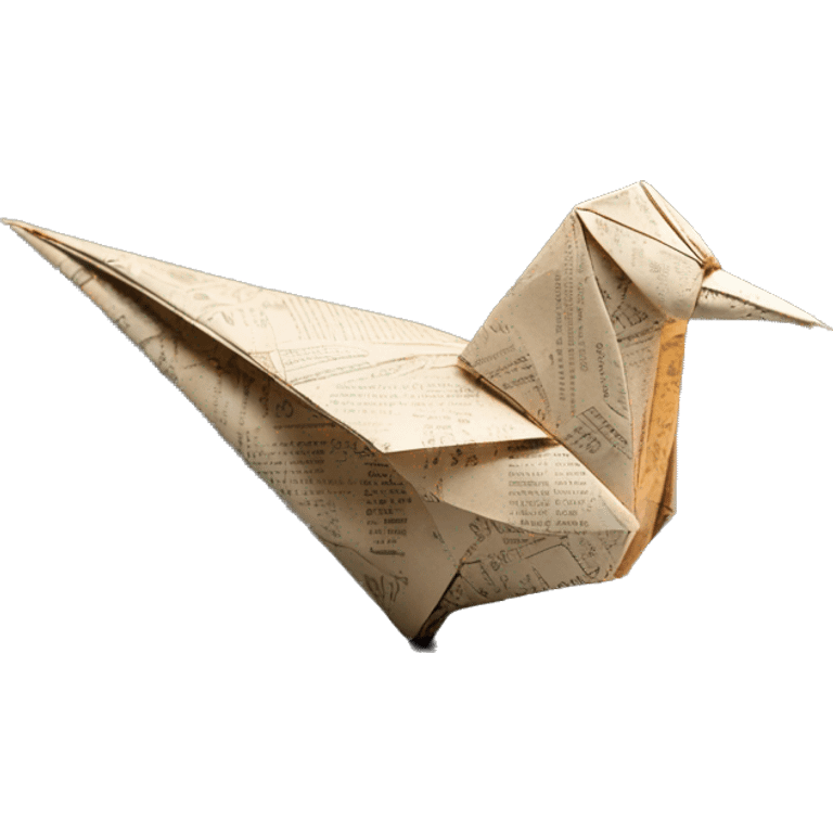 Sparkling patterned Beige Origami bird made of newspapers intricate patterns surrounded by fairy lights emoji