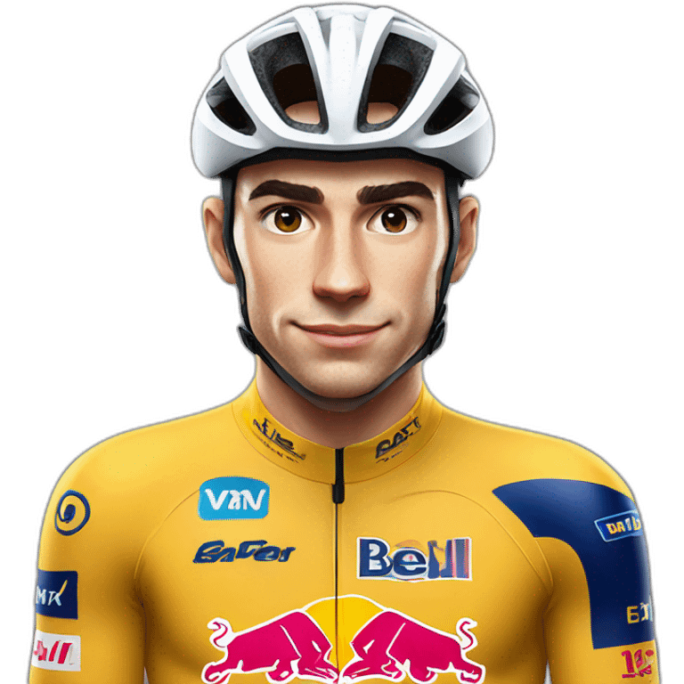 Wout Van Aert wearing red bull helmet emoji