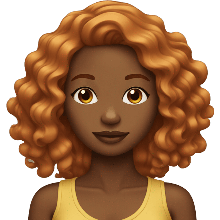 ginger black girl with body wave hair emoji