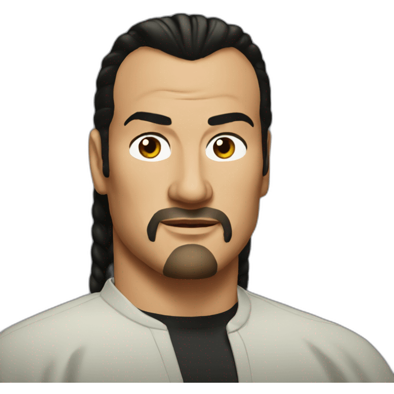 steven-seagal cartoon wearing long shirt pony tail emoji