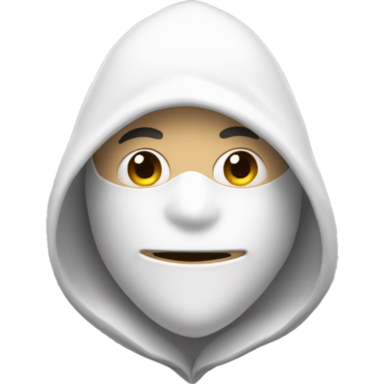 guy in white mask with pointy hood emoji