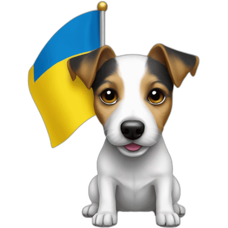 Jack Russell terrier dog with the flag of Ukraine  emoji