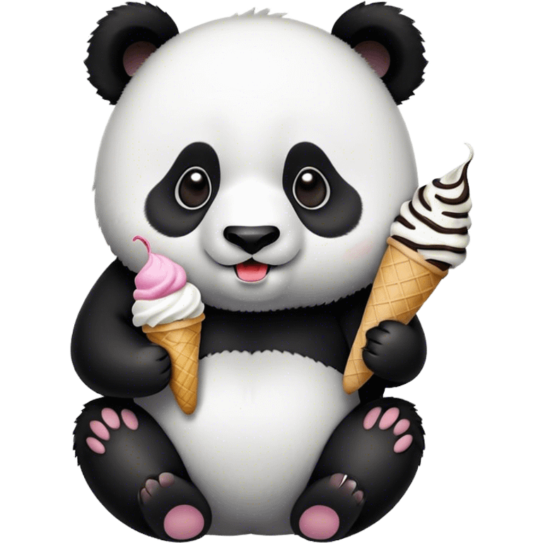 Panda eating ice cream emoji