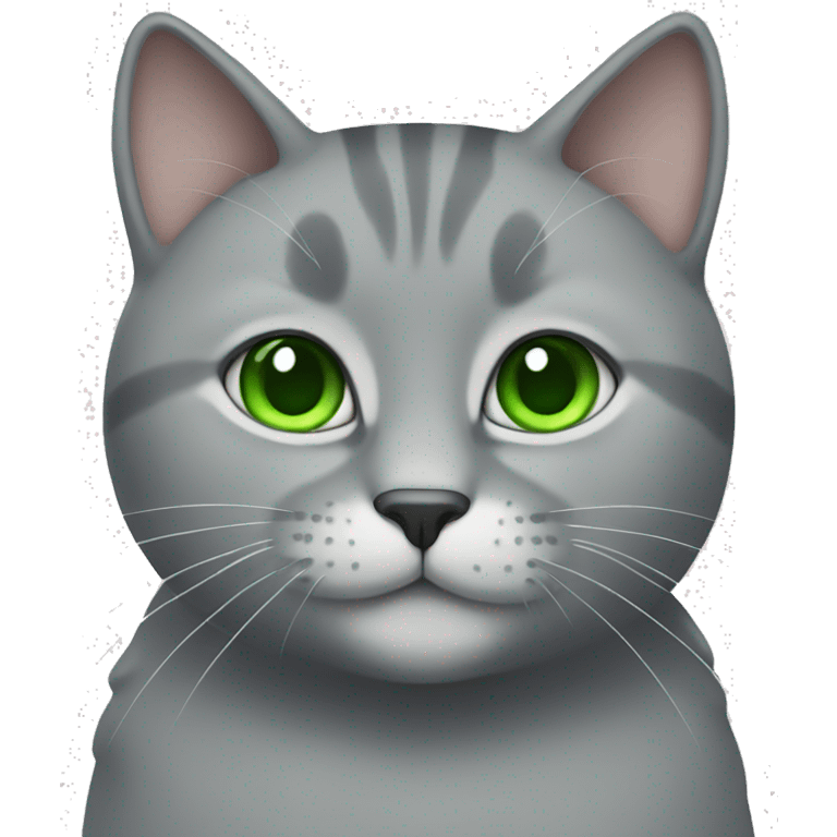 Grey cat with green eyes eating food emoji