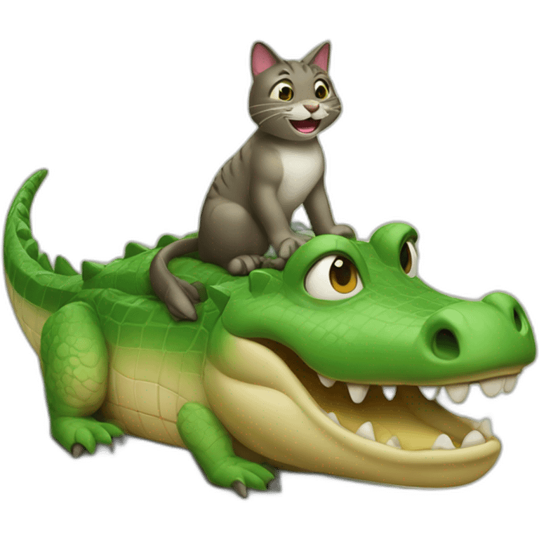 Un chat sur un crocodile emoji