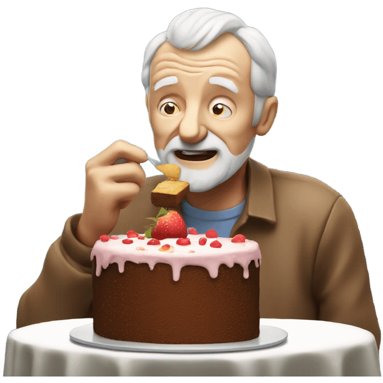 Old man eating cake  emoji