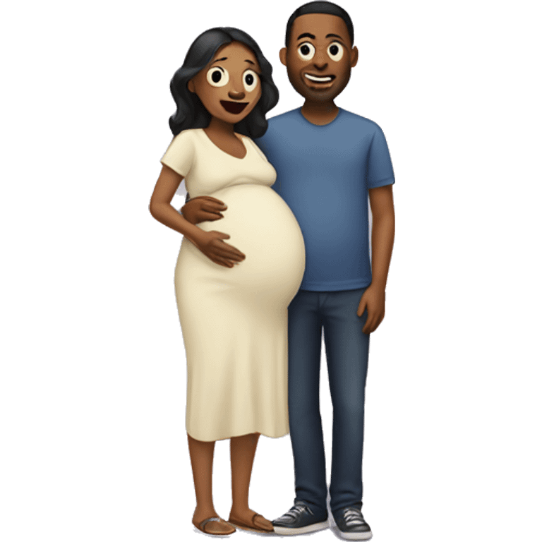 A pregnant woman with her husband  emoji